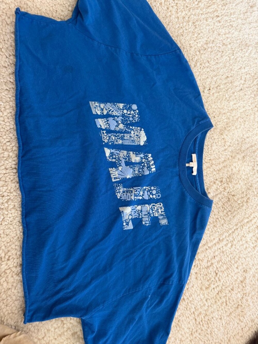 Maje Paris Blue Graphic T-Shirt White MAJE Doodle Logo | FR 2 (S)